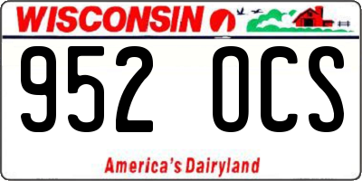 WI license plate 952OCS