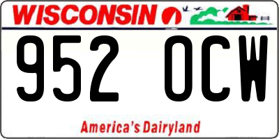 WI license plate 952OCW