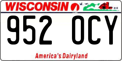 WI license plate 952OCY