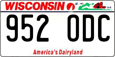 WI license plate 952ODC