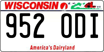 WI license plate 952ODI