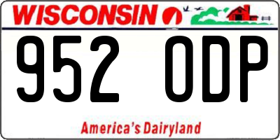 WI license plate 952ODP