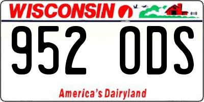 WI license plate 952ODS