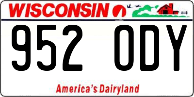 WI license plate 952ODY
