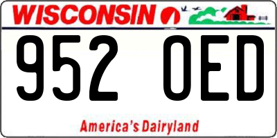 WI license plate 952OED