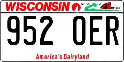 WI license plate 952OER