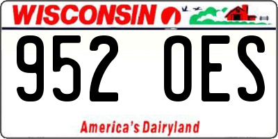 WI license plate 952OES