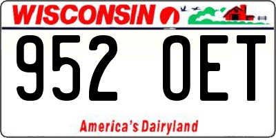 WI license plate 952OET