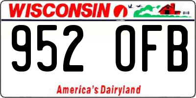 WI license plate 952OFB