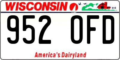 WI license plate 952OFD