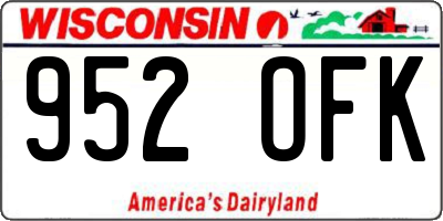 WI license plate 952OFK