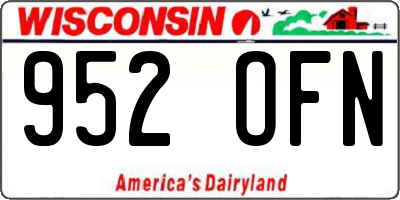 WI license plate 952OFN