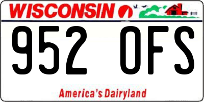 WI license plate 952OFS
