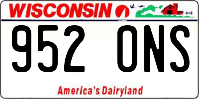 WI license plate 952ONS