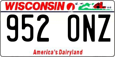 WI license plate 952ONZ