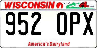 WI license plate 952OPX