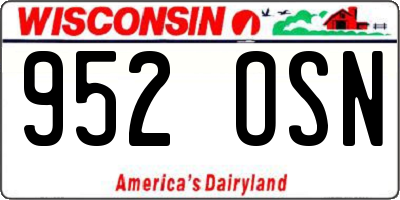 WI license plate 952OSN