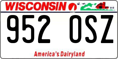 WI license plate 952OSZ