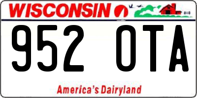 WI license plate 952OTA