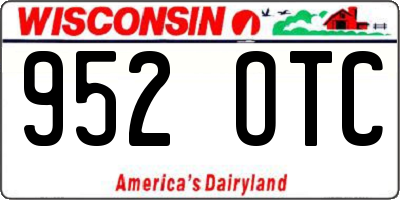 WI license plate 952OTC