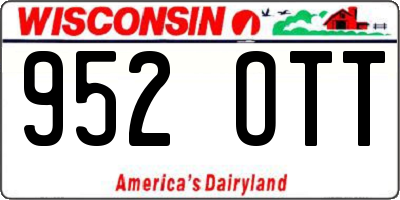 WI license plate 952OTT