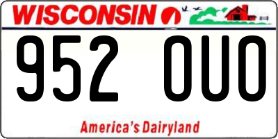 WI license plate 952OUO
