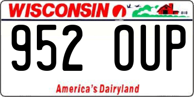 WI license plate 952OUP