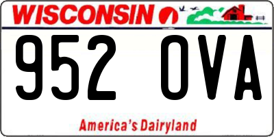 WI license plate 952OVA