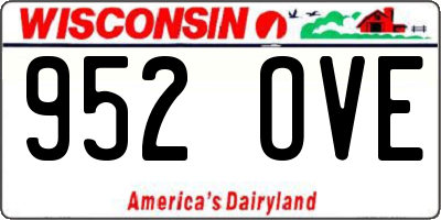 WI license plate 952OVE