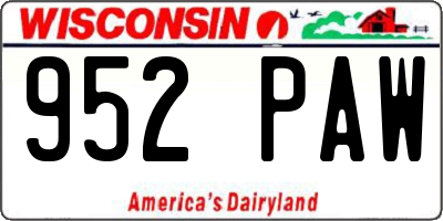 WI license plate 952PAW