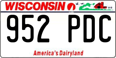 WI license plate 952PDC