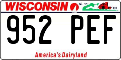 WI license plate 952PEF