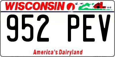 WI license plate 952PEV