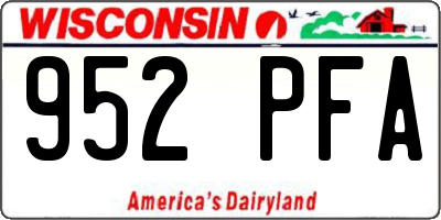 WI license plate 952PFA