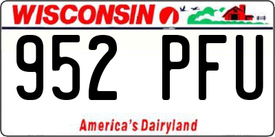 WI license plate 952PFU