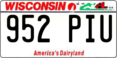 WI license plate 952PIU
