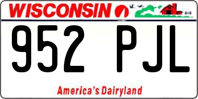 WI license plate 952PJL