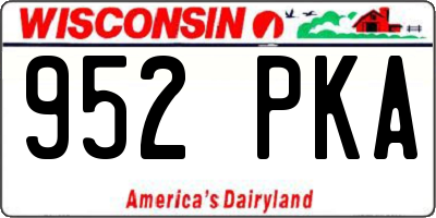 WI license plate 952PKA