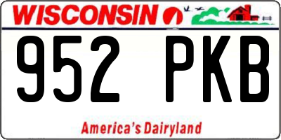 WI license plate 952PKB