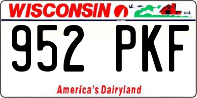 WI license plate 952PKF