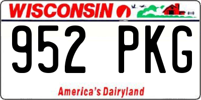 WI license plate 952PKG