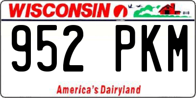 WI license plate 952PKM