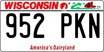 WI license plate 952PKN