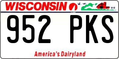WI license plate 952PKS