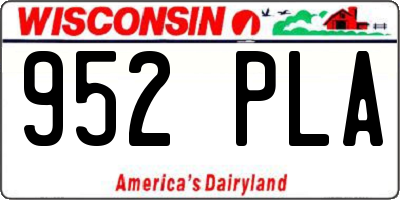 WI license plate 952PLA