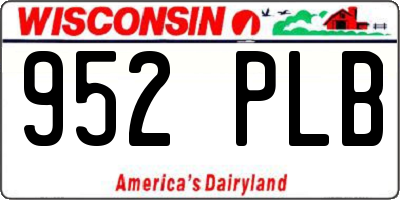 WI license plate 952PLB