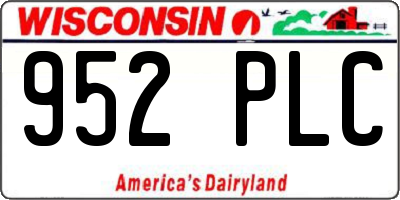 WI license plate 952PLC