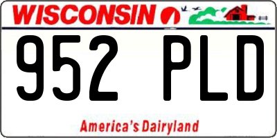 WI license plate 952PLD