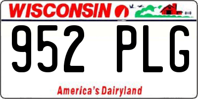 WI license plate 952PLG