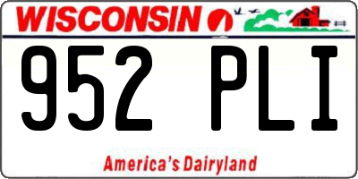 WI license plate 952PLI